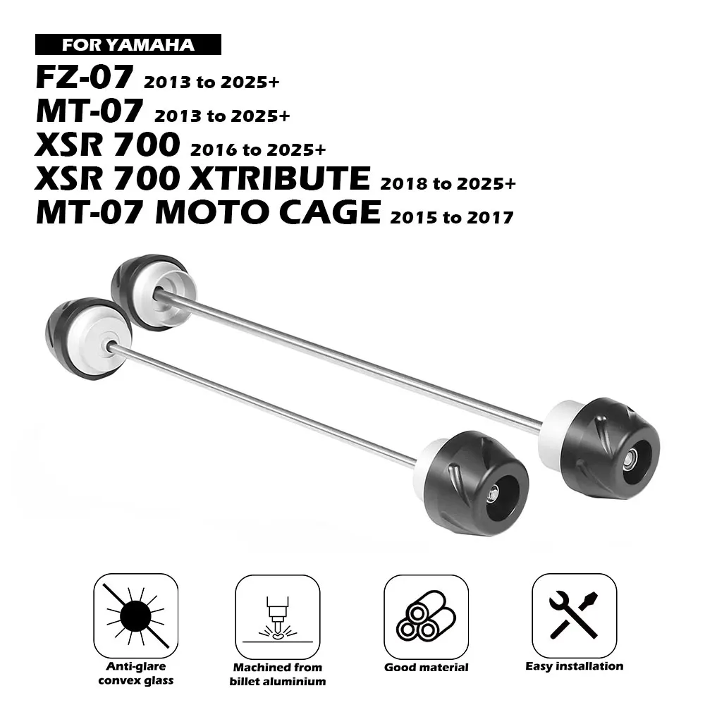 

EVO Spindle Bobbins Kit For YAMAHA MT07 FZ07 XSR700 XTRIBUTE 2013-2025 Motorcycle Front Rear Axle Fork Crash Slider Accessories