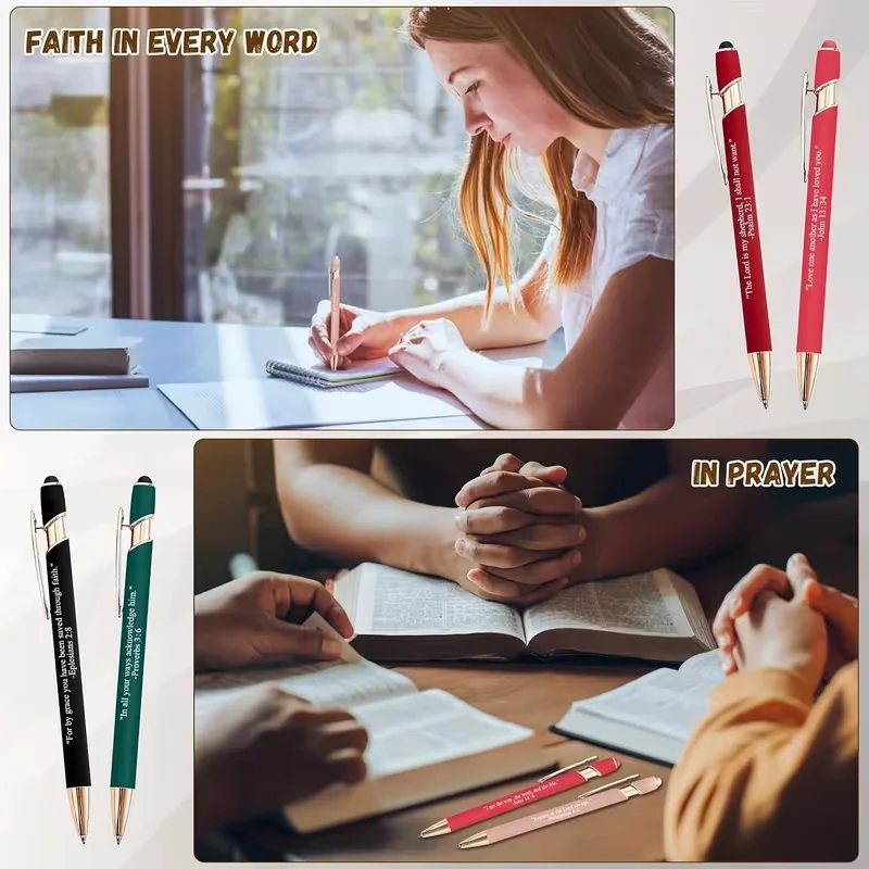 A set of 10 ballpoint pens with Bible verses, suitable for Bible study, daily journaling, and use at school or in the office