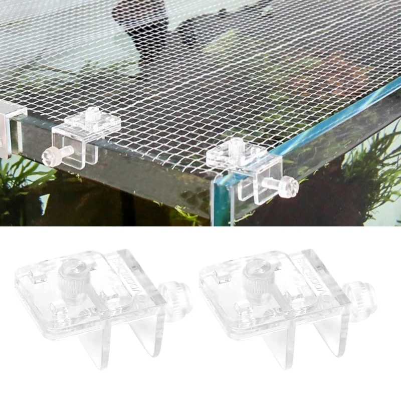 2pieces Aquarium Net Clamp Clear Mesh Netting Fish  Anti-jumping Net Clamp A0KF