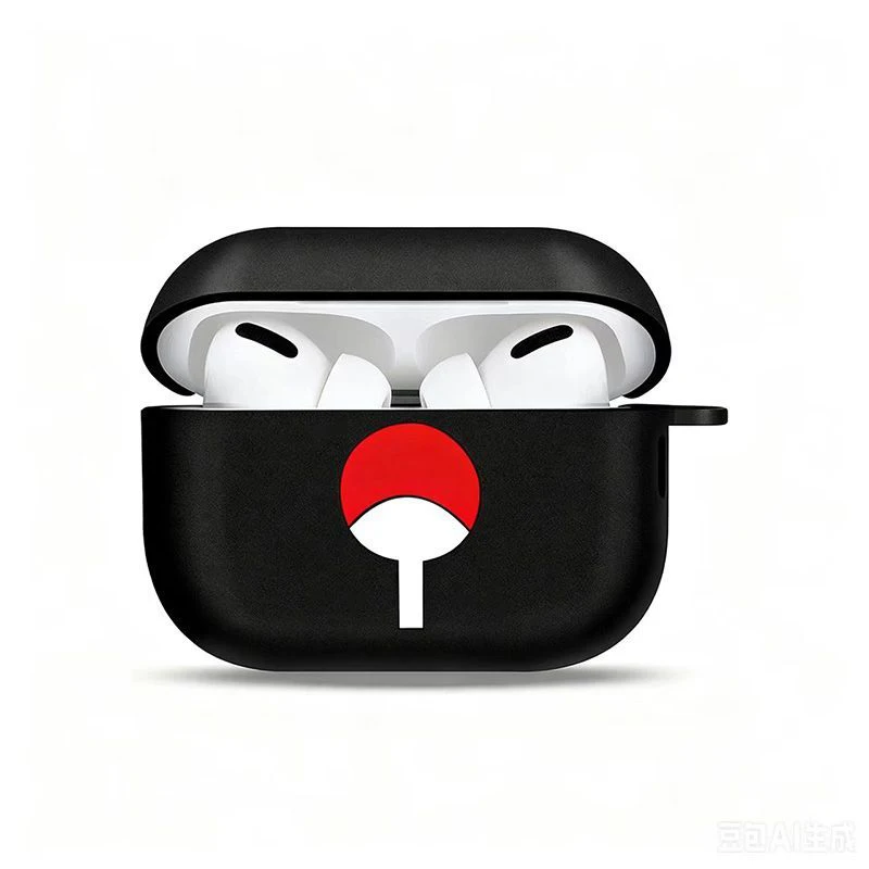 Anime Naruto Druck Kopfhörerhülle Akatsuki Uchiha Logo Mattschwarze Schutzhülle für AirPods 4 Pro 2 3 Sturzsichere Kopfhörer-Abdeckung – Detail 4