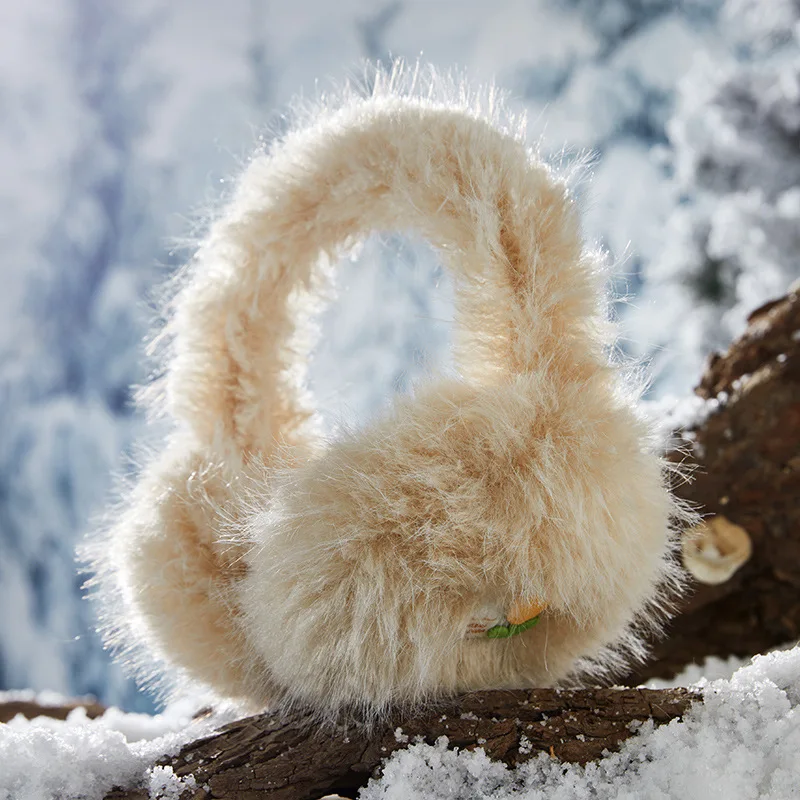 

2025 Winter New Plush Earmuffs Fashion Popular Flowing Fluff Milk Coffee Color Woman Ear Muffs Warmth Ear Bag