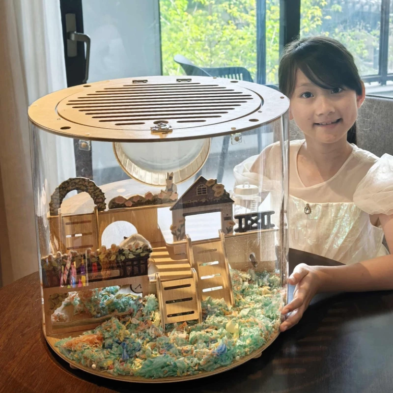 Golden Hamster Cage Transparent Anti-escape Luxury Large Space Hamsters Cage Indoor Hamster Kennel Small Animal Habitat House