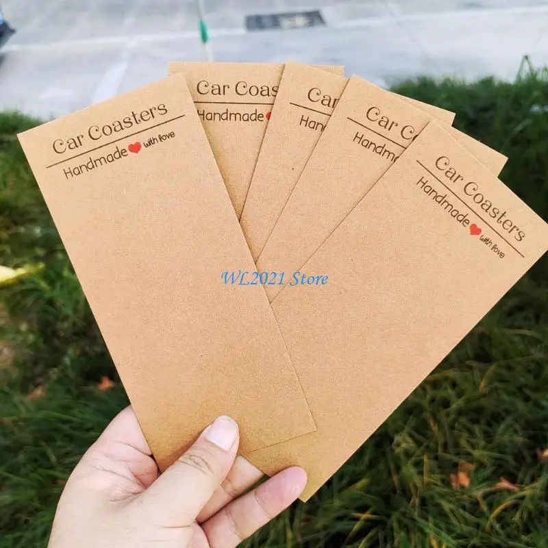 G5GC 100 PCs Car Coasters Display Karten Leere Divider -Karte mit Verpackungstaschen Auto Packaging zum Verkauf