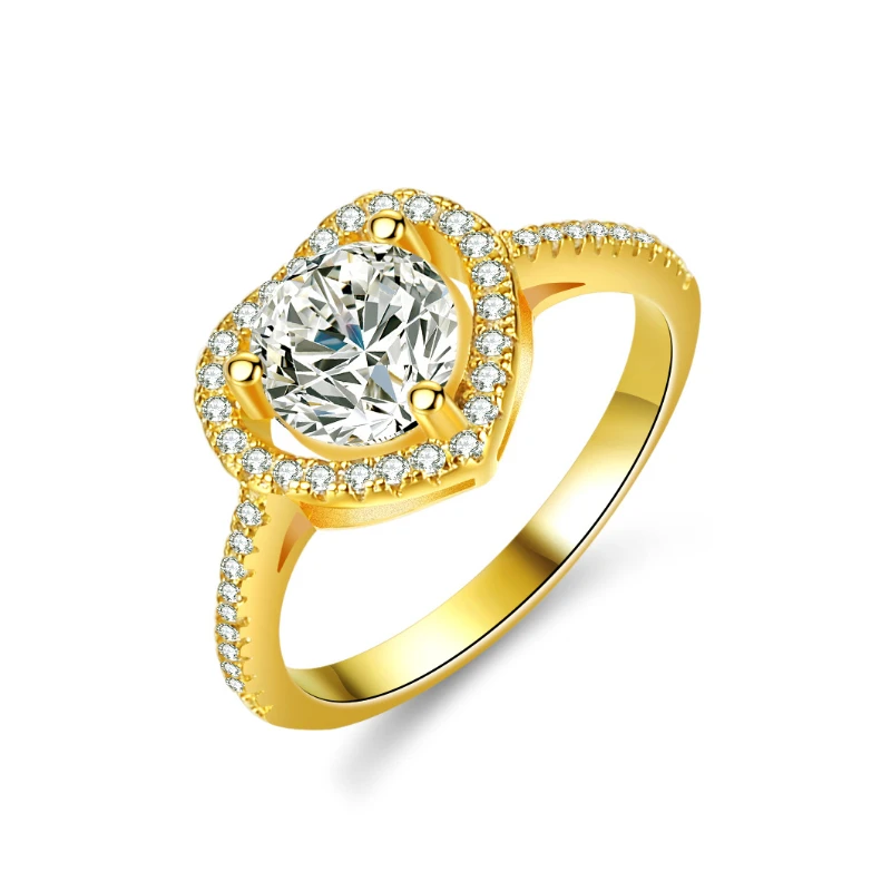 1 Carat Moissanite Diamond Ring S925 Silver Ladies Simple Wedding Ring Engagement Jewelry Galvanized Yellow Gold