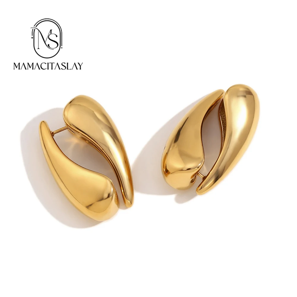 MamacitaSlay Creative two pine nuts Worn before and after fashion earrings woman 2024 18k gold plated Women's jewelry