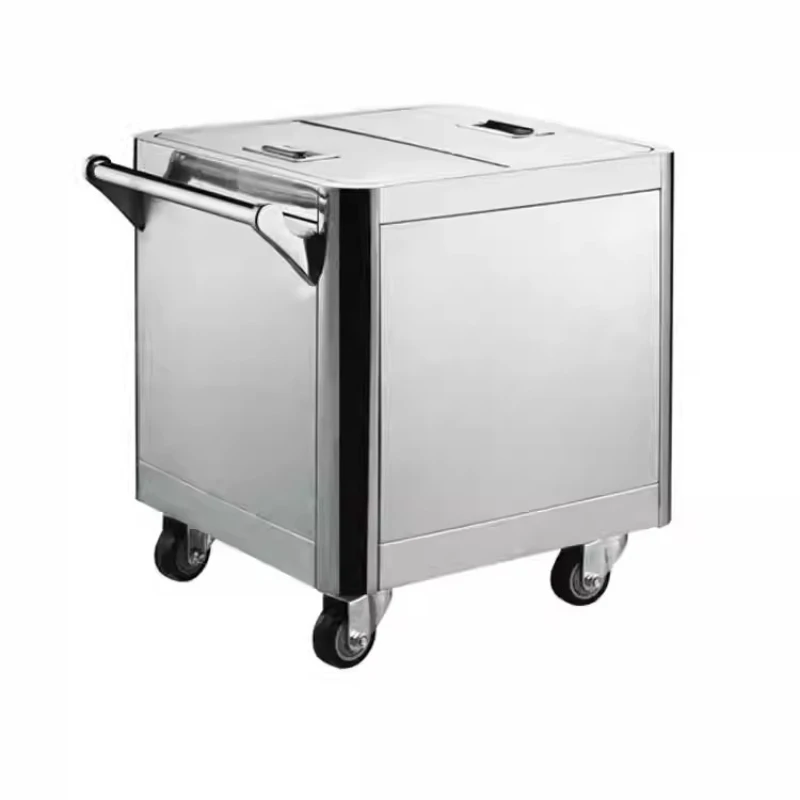 Stainless steel rice storage box square bucket with lid flour cart extra large 50kg 25kg mobile wheelbarrow 15kg