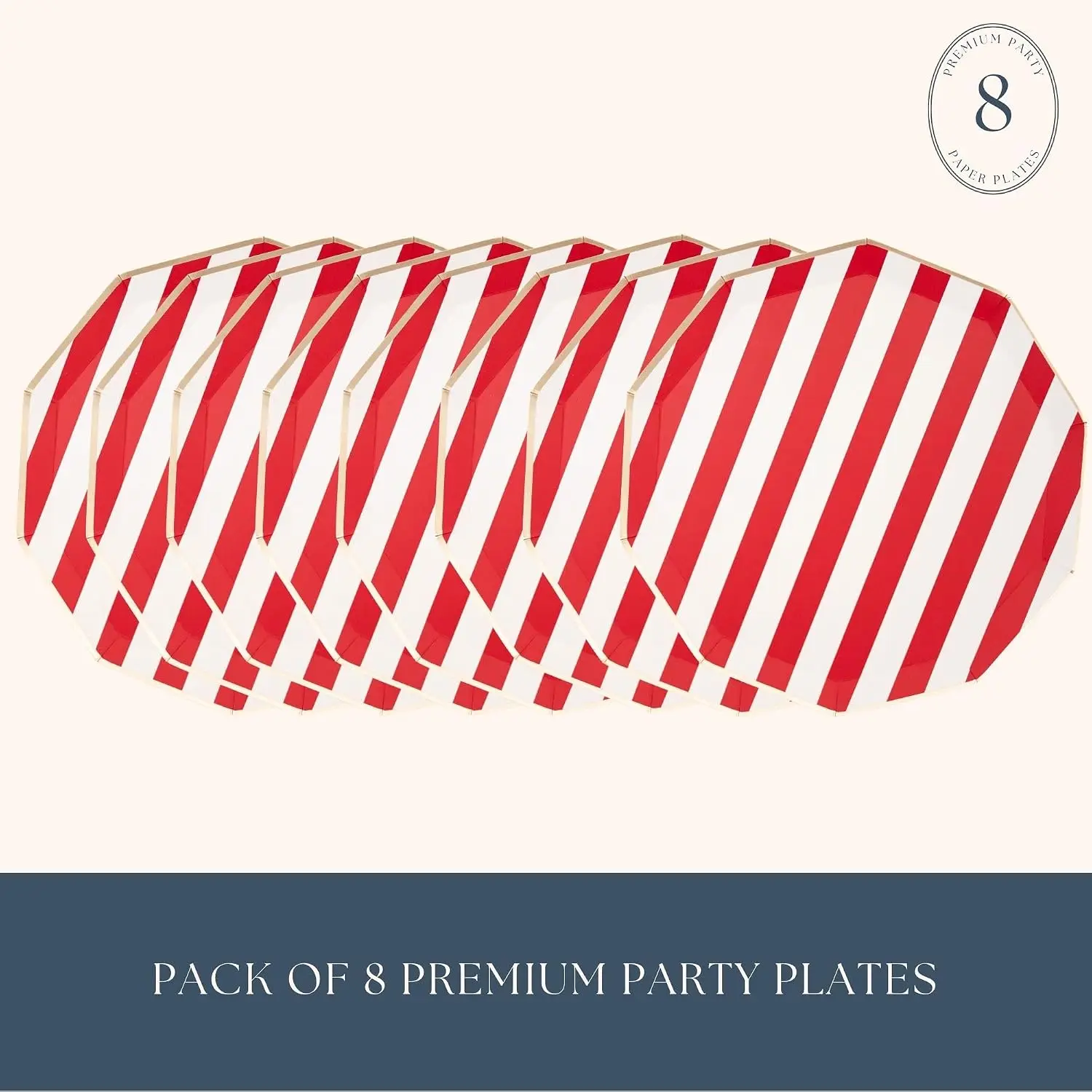Red White Striped Paper Party Plates 10.75