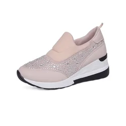 Plus Size 35-43 Shoes for Women Autumn Fashion Women Platform Flats Loafers Slip on Wedges Rhinestone Sneakers Zapatos De Mujer