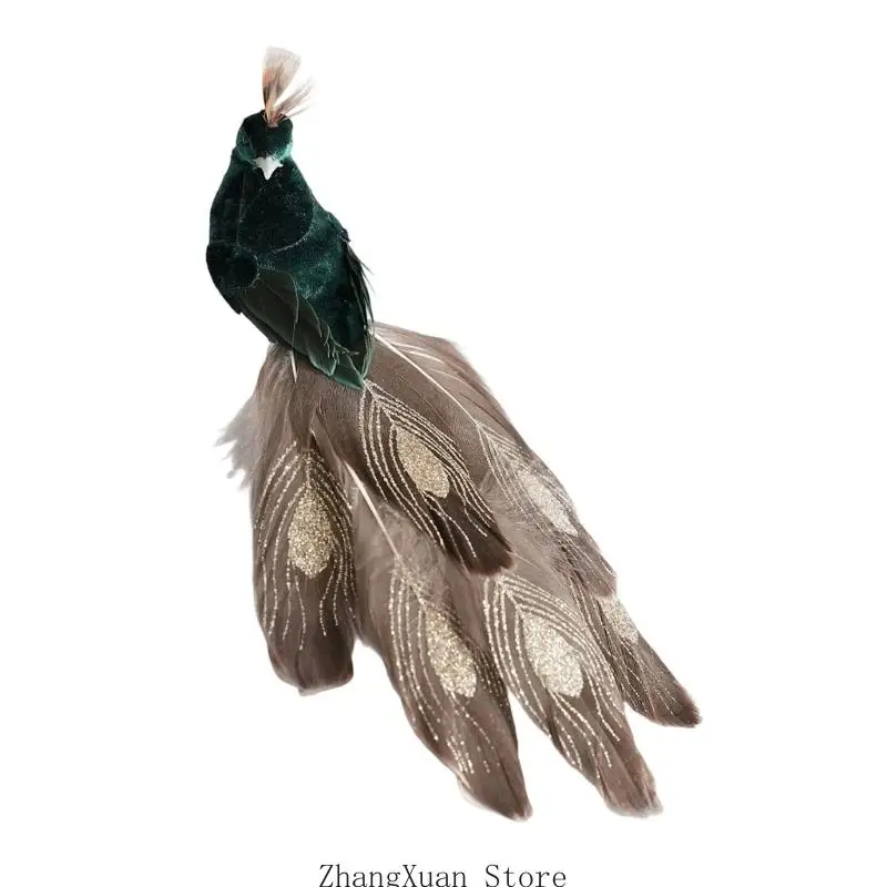 Weihnachtsbaumschmuck, vogelförmiger Vogelschmuck aus Stoffschaum mit geschichtetem Schwanz und Metallclip für den – Detail 8