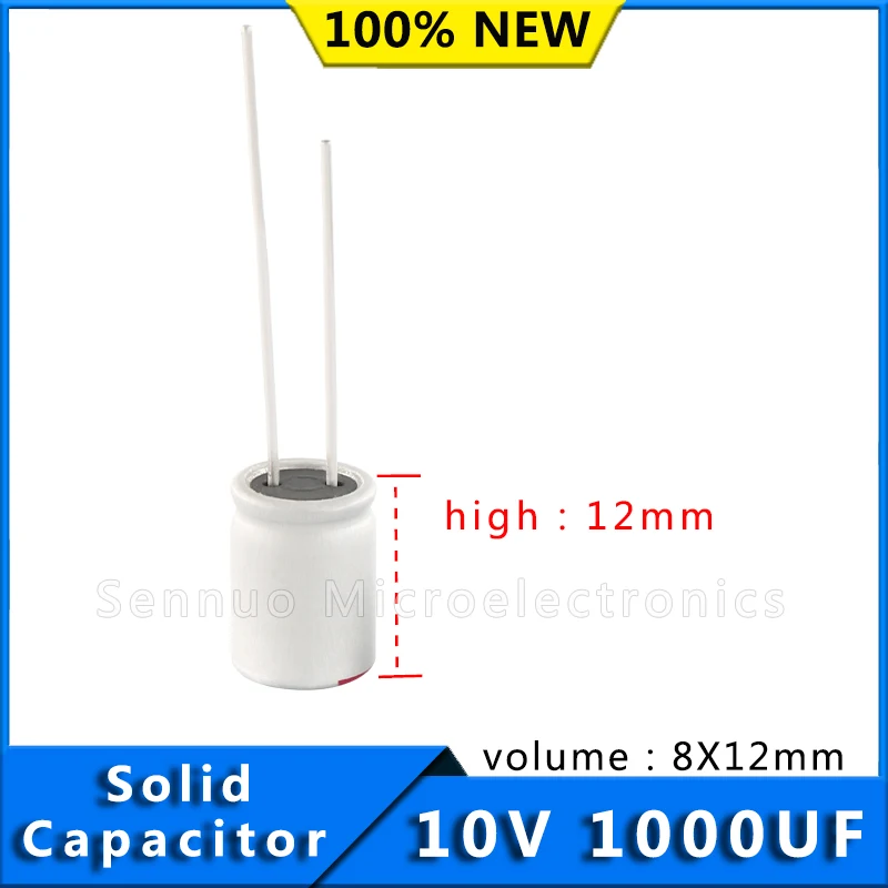 10pcs New solid capacitor 1000uf 10V Capacitors 8x12 Aluminum Electrolytic Capacitors 1000uf 10v In-Line Solid State Capacitors