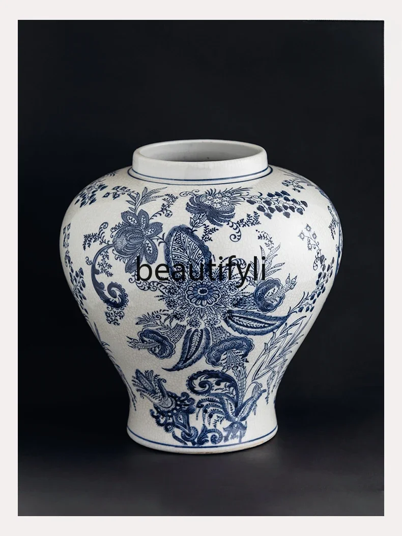 Jingdezhen blue and white porcelain vase underglaze color ornament living room home flower arrangement crafts