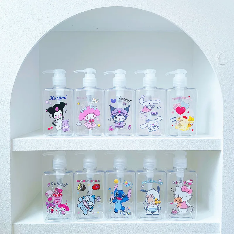 Sanrio Cartoon Sub Bottle Kawaii Hello Kitty Body Wash Hand Sanitizer Facial Cleanser Skin Care Lotion Portable Travel Bottle