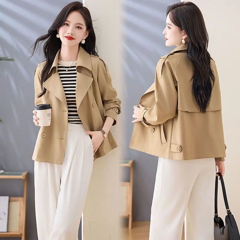 

[С подкладкой] Высококачественный плащ для женщин и маленьких мужчин, весна-осень 2024, новый модный костюм, темпераментное короткое пальто