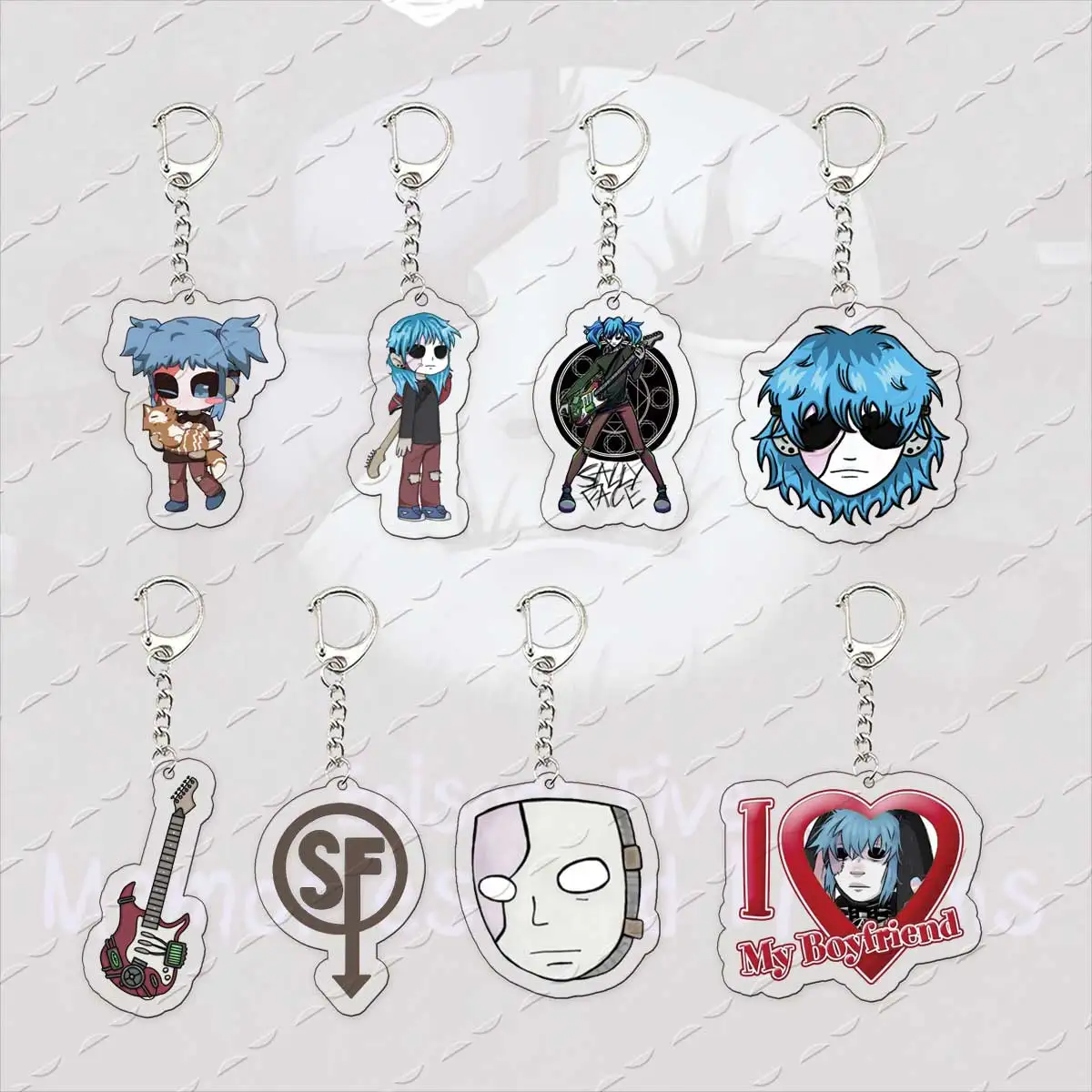 Cartoon Chibi Sally Face Keychains Jewelry Acrylic Sally Face Pendant KeyRing for Accessories Bag Charms Game Fans Gifts