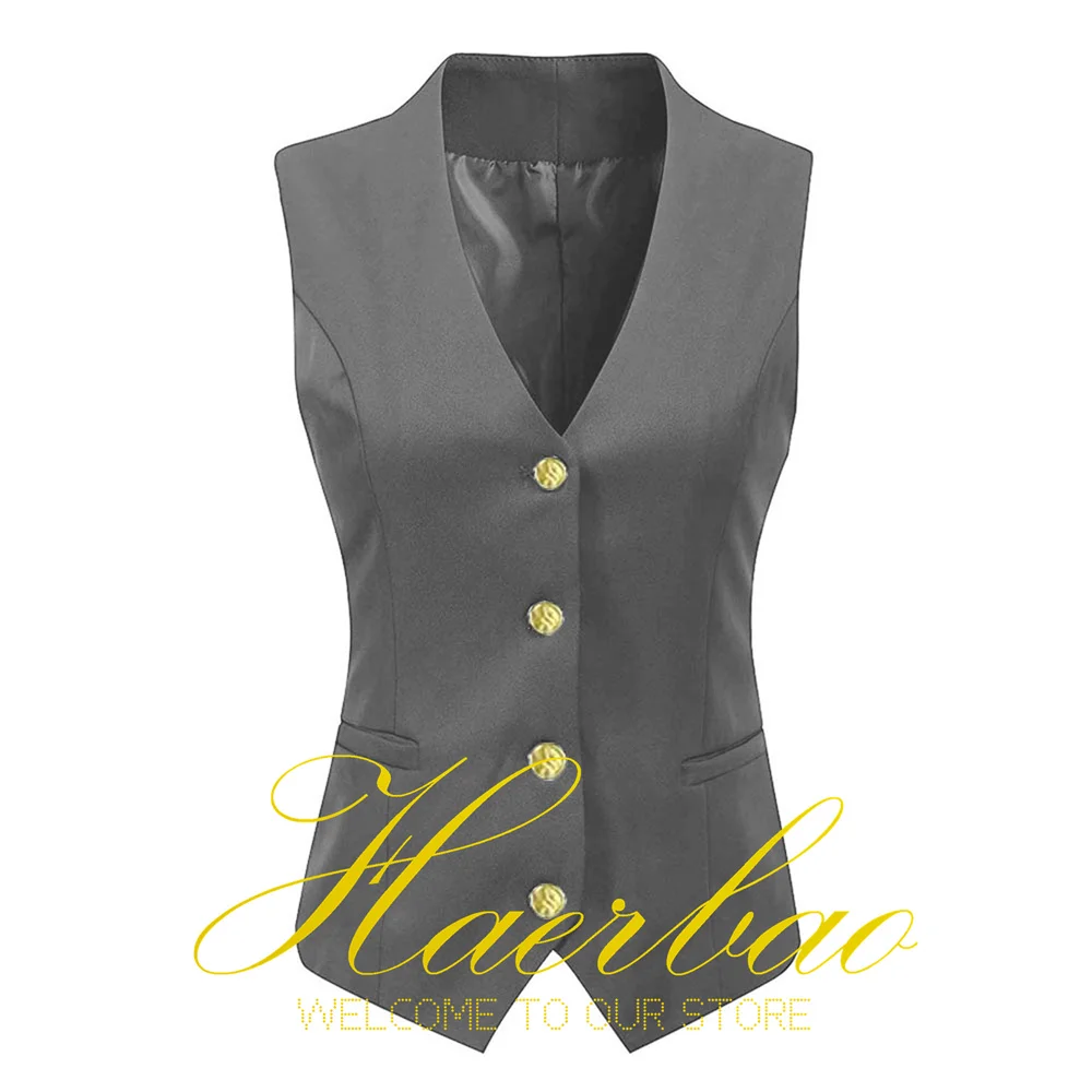 Women\'s V-Neck Sleeveless Jacket, Lady Waistcoat, Formal Vest, Office Work Wear, Business, Custom Color