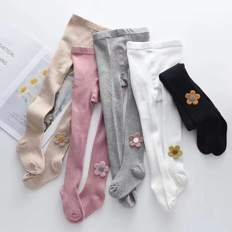 Girls Smiley Face Flower Leggings,Fashion Soft Non-Slip Cute Childrens' Pantyhose for 0-8 Years Little Babys and Kids