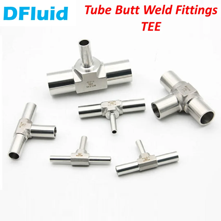 1pc 316L BA Tube Butt Weld Fitting TEE Reducing Tee 1/4 3/8 1/2 3/4 1 inch Stainless Steel for Swagelok M200 Orbital Welding