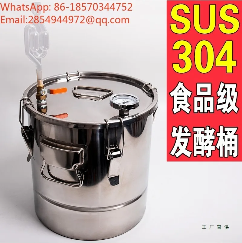 Stainless Steel Sealed Fermentation Vessel with Air Lock Household Brewing Container for Grape Wine Baijiu Fruit Alcohol