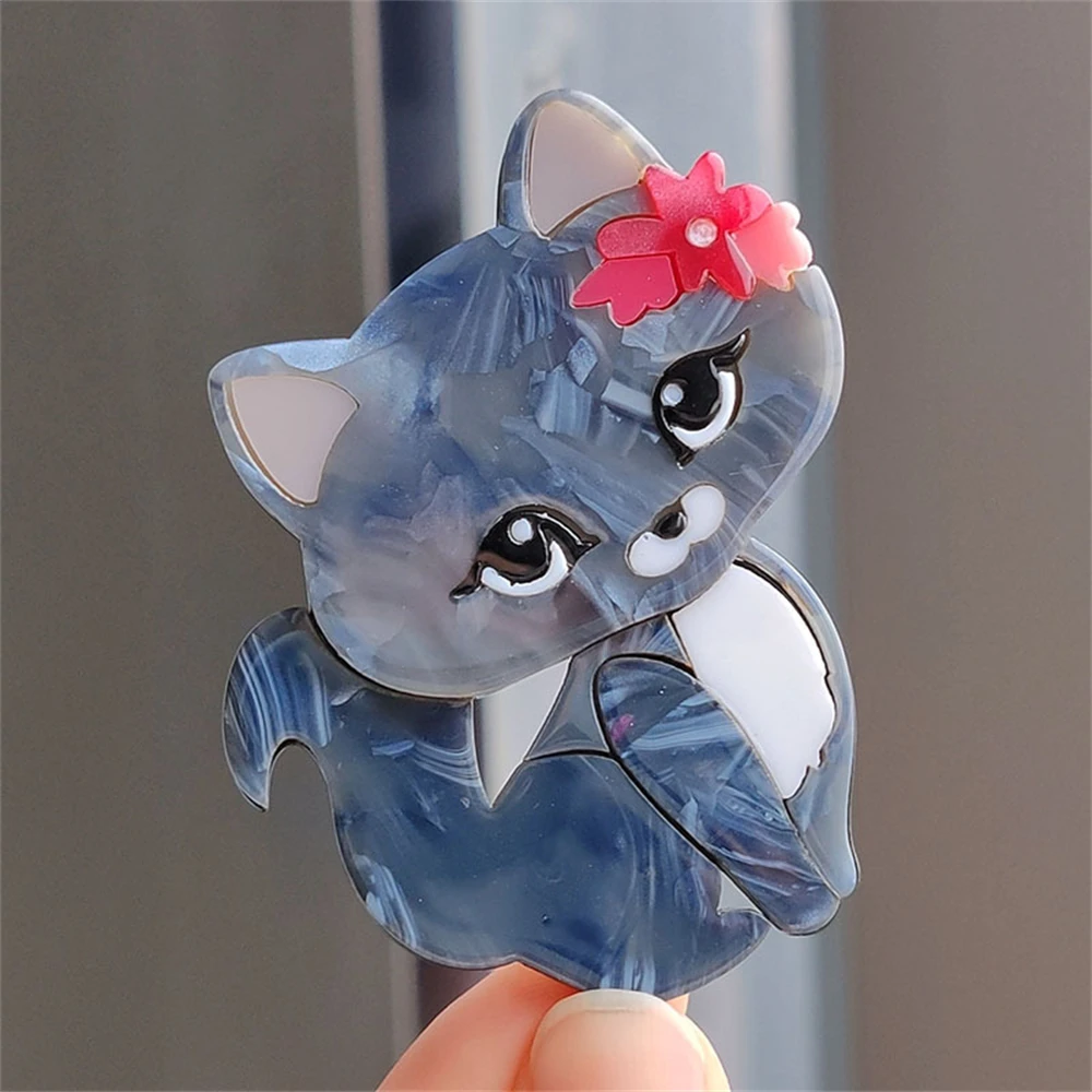 Acrylic Cute Cat Brooches For Women Colorful Animal Pin Cartoon Lovely Pets Party Office Brooch Pin Jewelry New Arrival 2023