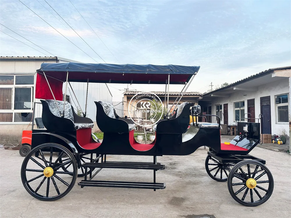 Luxury European Vintage Sightseeing Horse Carriage Classic Royal Tourist Carriage Elegant Retro Horse Carriage for Scenic Park