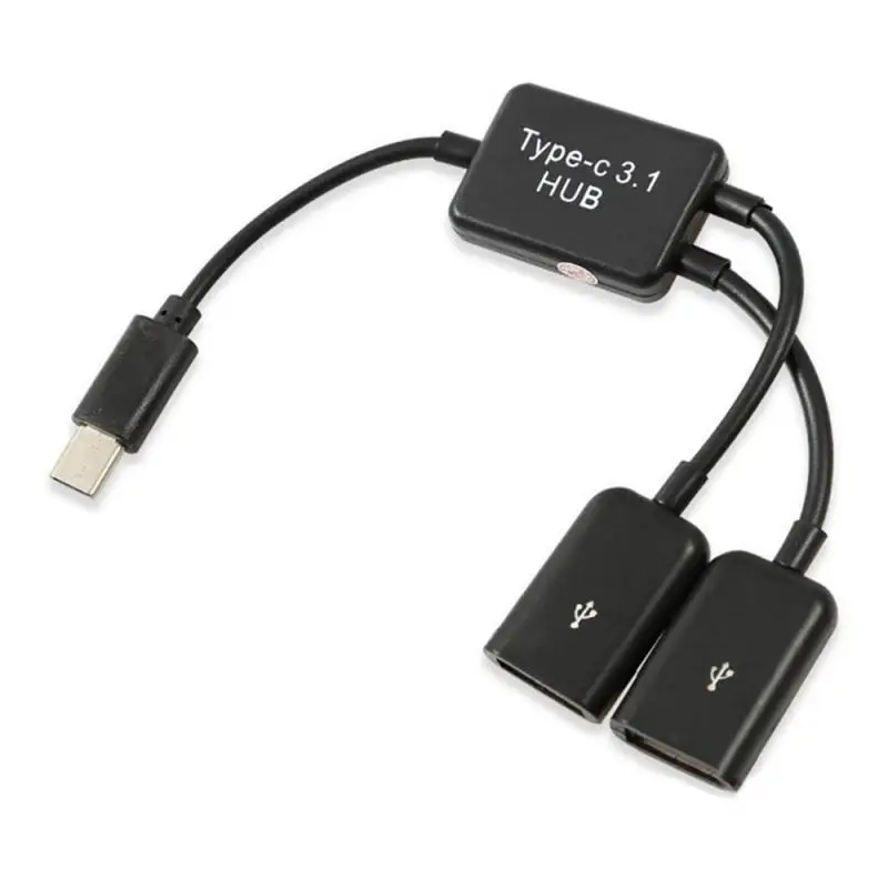 1~10PCS Type C OTG USB 3.1 Male to Dual 2.0 Female OTG Charge 2 Port HUB Cable Y Splitter