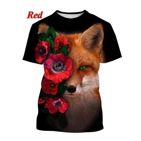 New Summer Animal Fox 3D Printing T-shirt Fashion Cool T-shirt Men\'s Personality Short-sleeved