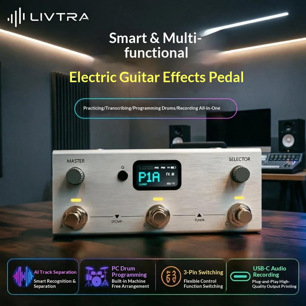 LIVTRA MOSAIC Multi-Effects Processor Effect Pedal AI Stem Separation Effector 8+1 Modules NAM for Acoustic Electric Guitar Bass