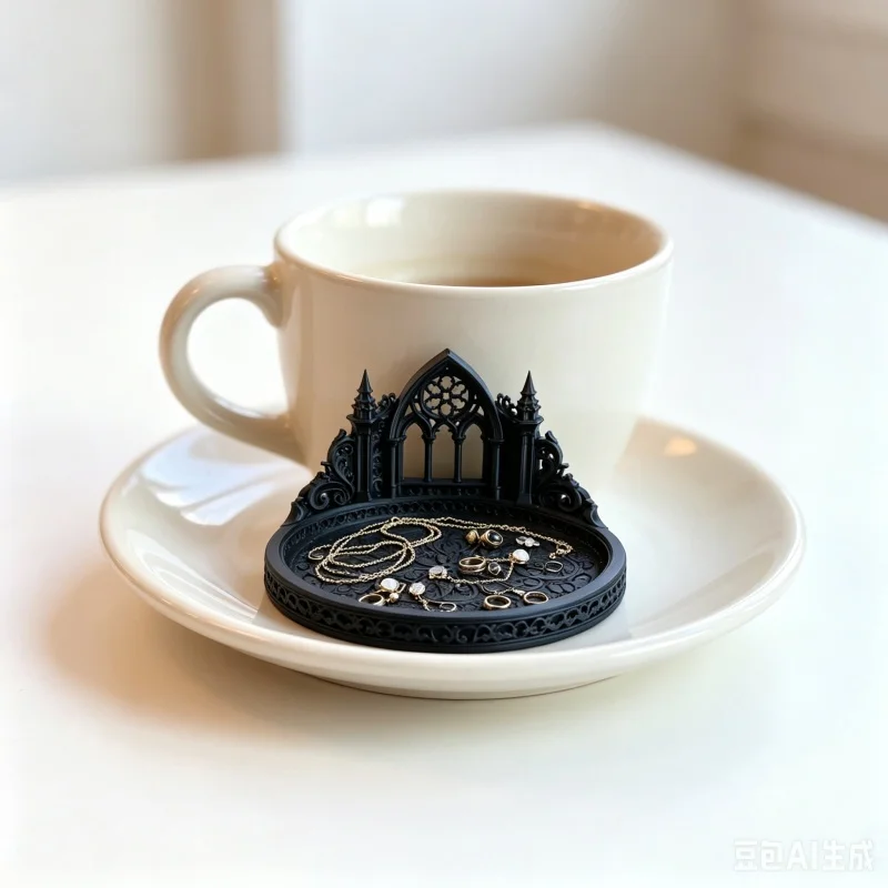 3D Printed Gothic Cathedral Window Resin Jewelry Tray Vintage Dark Style Ring Necklace Trinket Storage Tray Home Decor