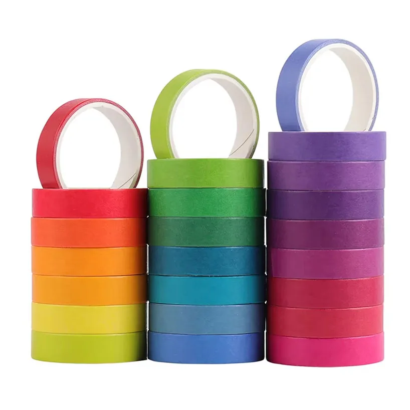24 rotoli di nastro adesivo Washi color arcobaleno forniture per diario nastro adesivo di base Cinta Adhesiva Decorativa nastri Washi per scrapbooking