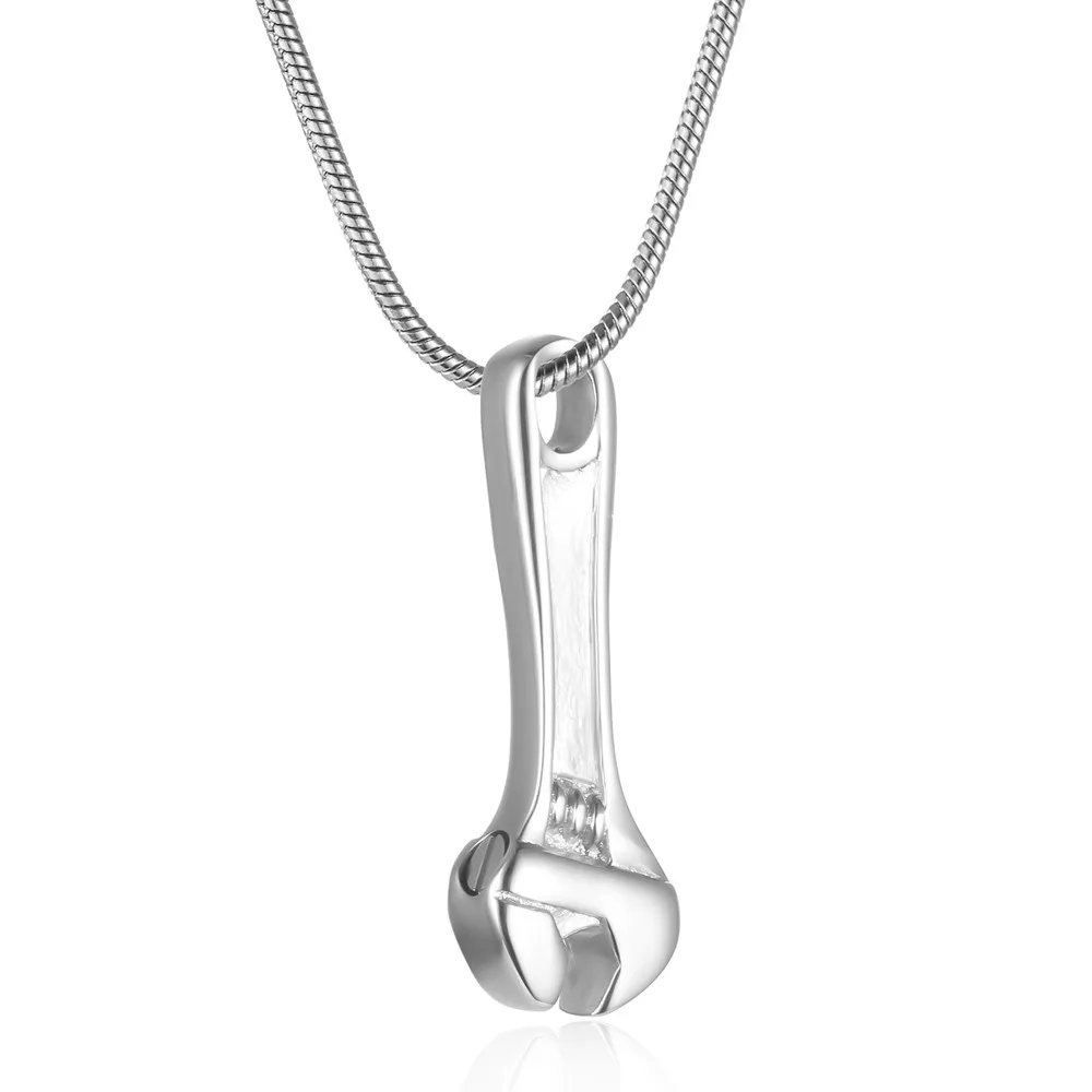Stainless Steel Wrench Cremation Urn Pendant Necklace/Keychain - Memorial Jewelry for Human Ashes Keepsake, Cremation Jewelry