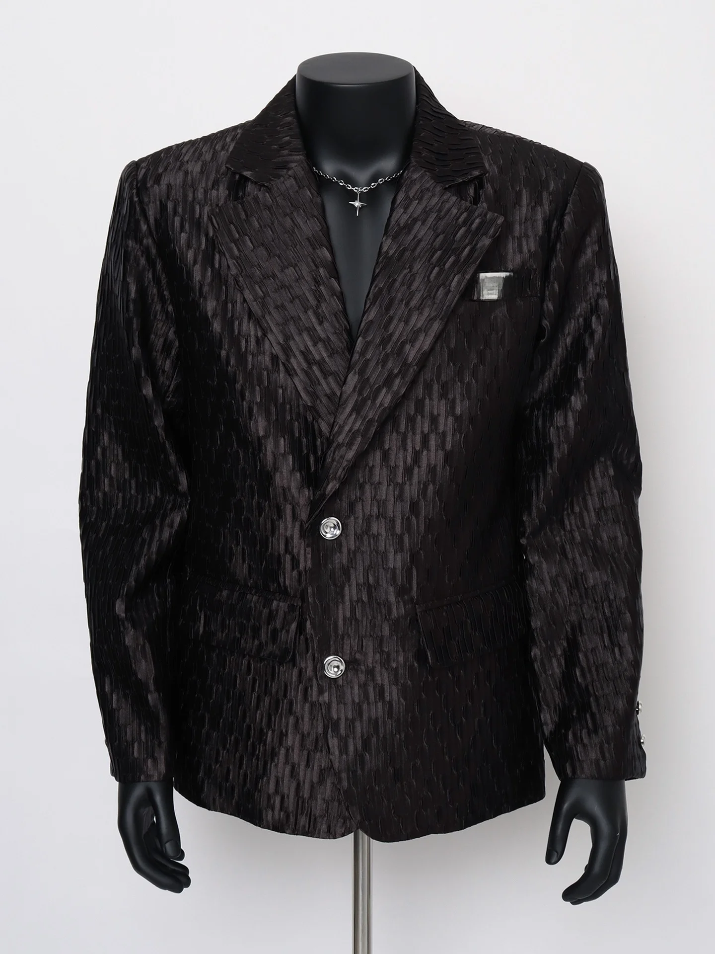 

Мужской повседневный пиджак Starlit: модный свободный крой, с металлическими декоративными элементами, с подплечниками, молодежный, осенний