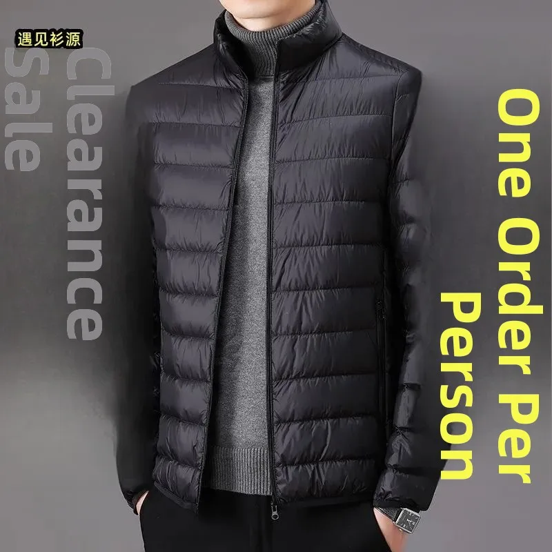 

Мужская зимняя легкая пуховая хлопковая куртка Jaet ort Sle с воротником-стойкой, теплый топ для папы, повседневная модная верхняя одежда, пальто