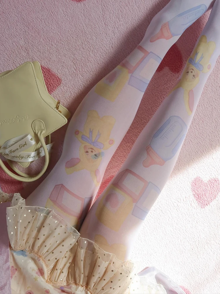 

Y2K socks classic style cute cartoon print women's jumpsuit Japanese sweet Kawaii slim fit Lolita thigh high socks 2000s Emo