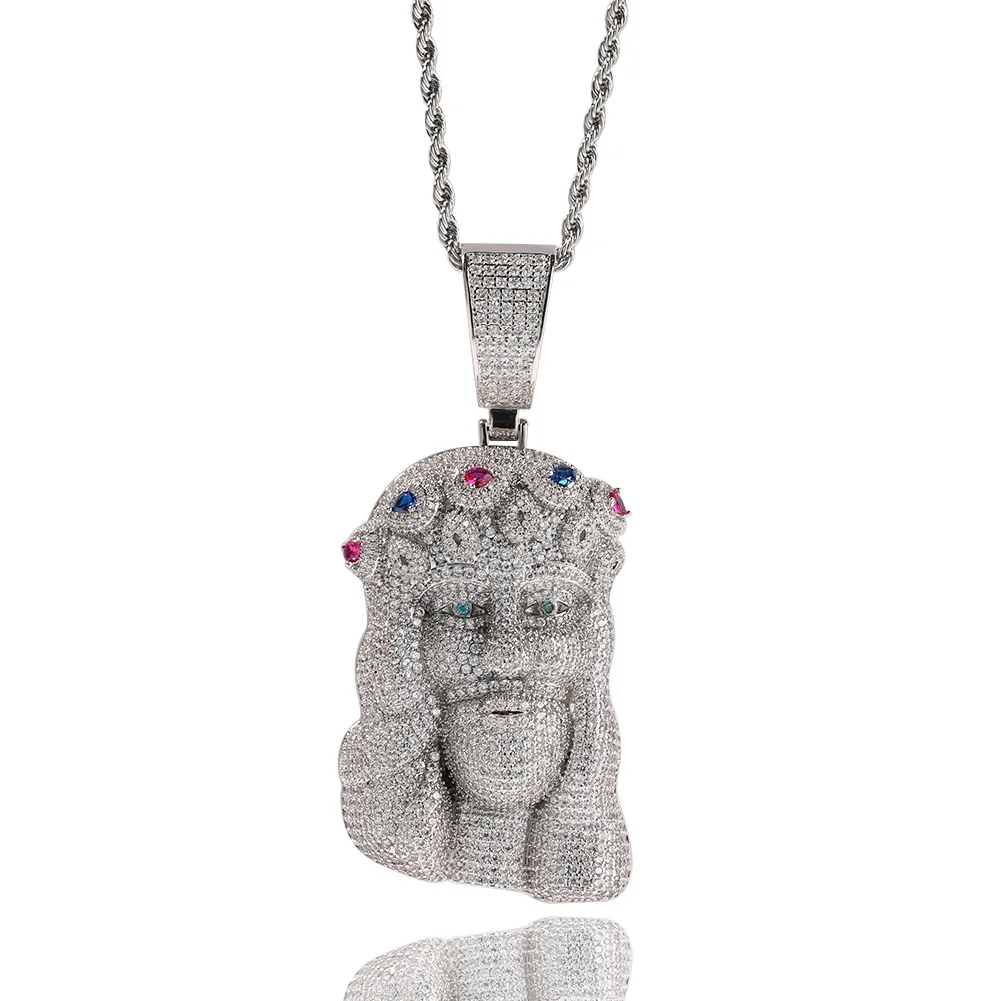 New Fashion Hip-hop Diamond Portrait Pendant Necklace for Men Personality Fashion Trend Daily Accessories Jewelry Gift