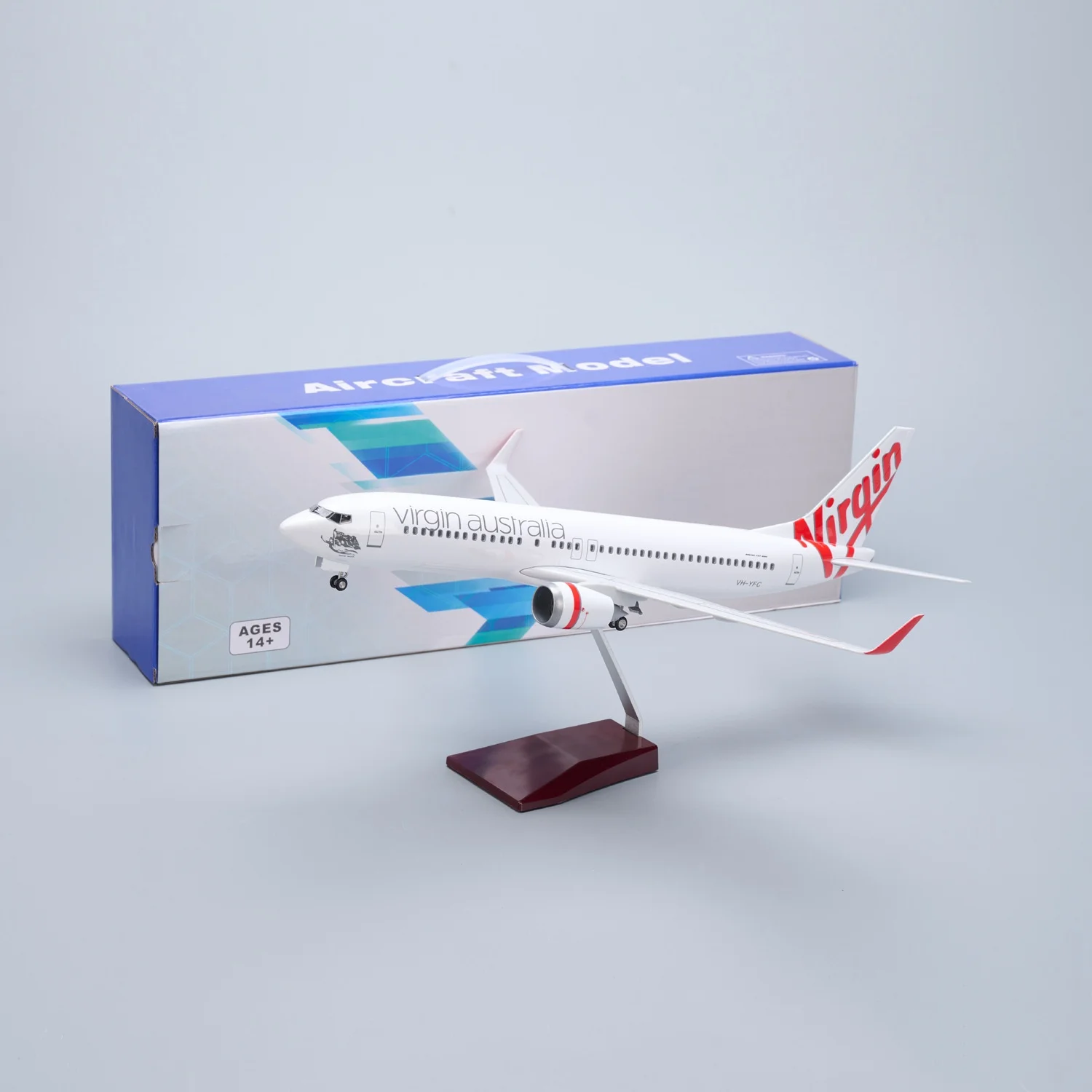 1:85 Scale Plane Model Virgin Australia B737-800 Resin Miniature Airplane Model Kits With Light Wheels Collected Gift