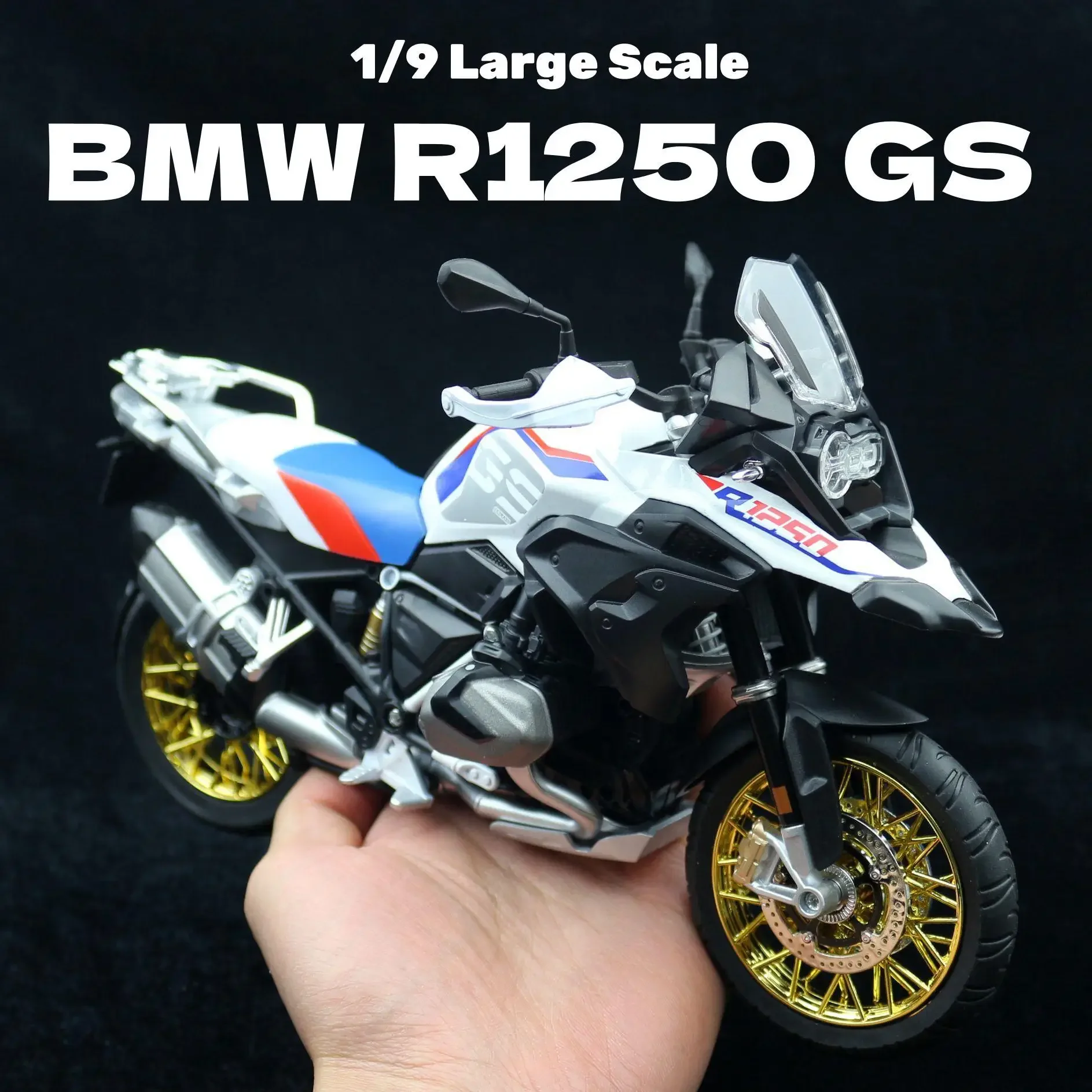 

New 1:9 BMW R1250 GS Toy Motorcycle Model Diecast Sound and Light Metal Vehicle Lightable Collection Gift For Boy