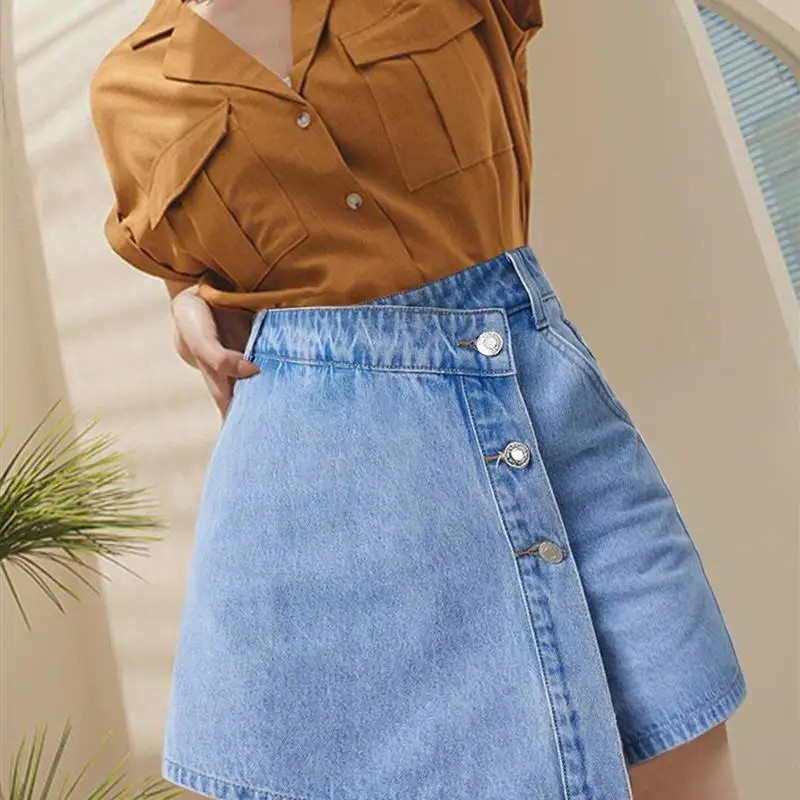 Street Style Split Personality Women's Jeans  Skirt Shorts Blue Net Version Summer 2013 Fashion Short Dressing