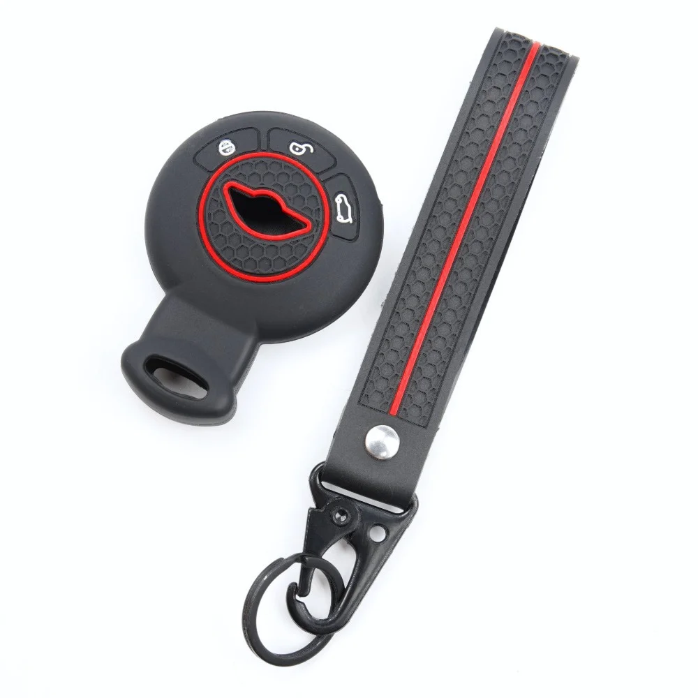 Protective Silicone Key Cover For BMW Mini Cooper Clubman Countryman Paceman Roadster R56 R57 CAS3 with wrist carabiner
