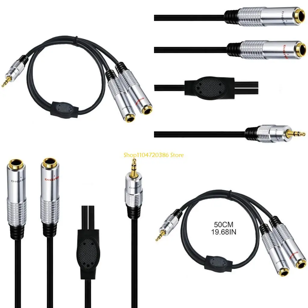 K0EA 3.5mm Male Plug to 2x6.35mm Female Adapter Y Splitter Cable 50cm