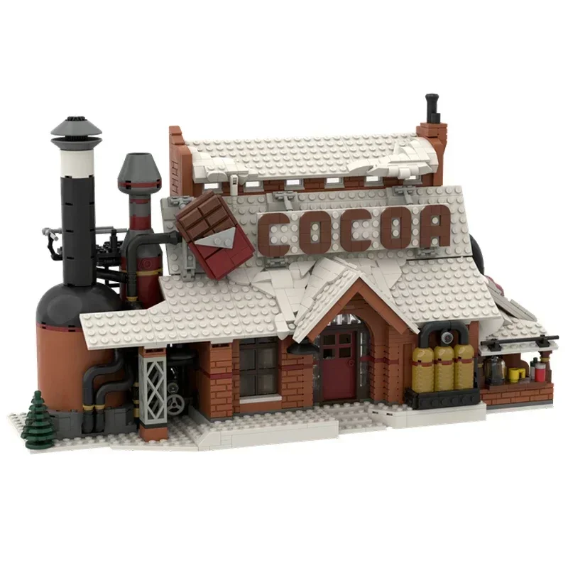 Street View Model Moc Building Bricks Winter Village Chocolate Factory Technology Blocks Gifts Christmas Toys DIY Sets Assembly