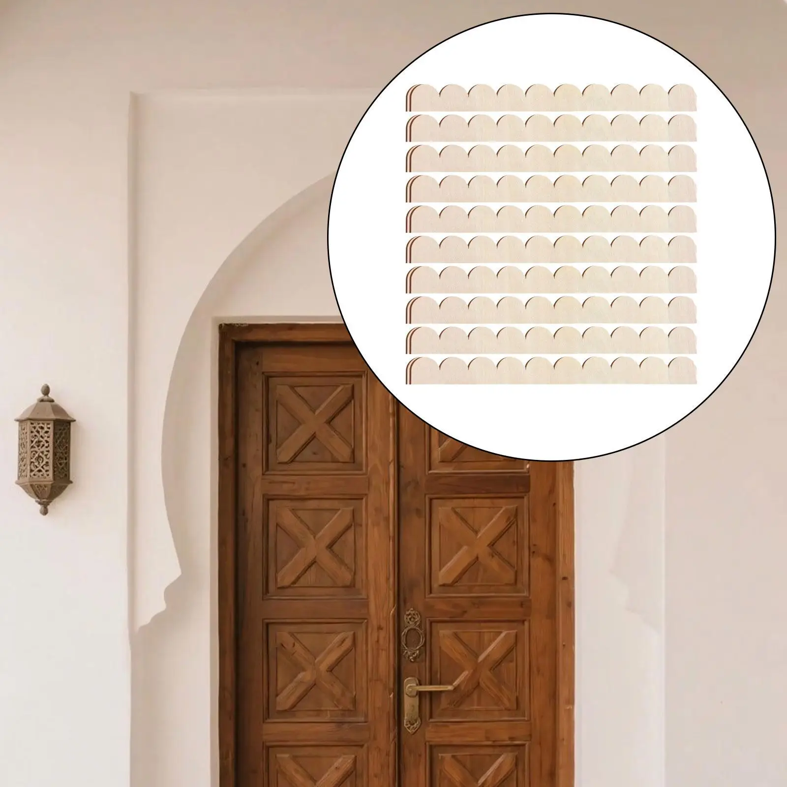 Unfinished Scallop Edge Wood Trim Strips Decorative Molding for DIY Crafts Cabinet Door Window Frame Home Art