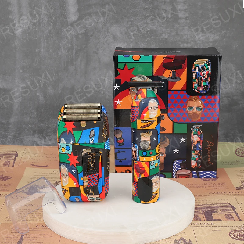 레스욱시 969 프로페셔널 헤어 클리퍼 세트 T 블레이드 헤어 트리머 전기 면도기 남성용 수염 헤어 마무리 트리머