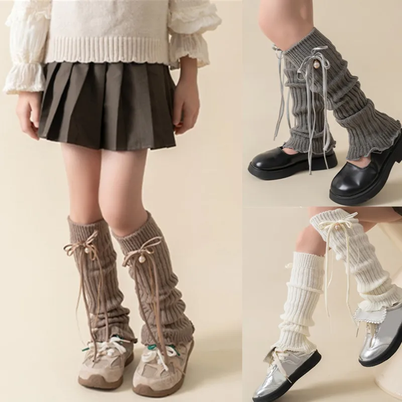 

Korean Baby Girls Leg Warmers Long Ribbon Bow Socks Children Girls Knee High Ballet Socks Knitted Warm Leg Warmers