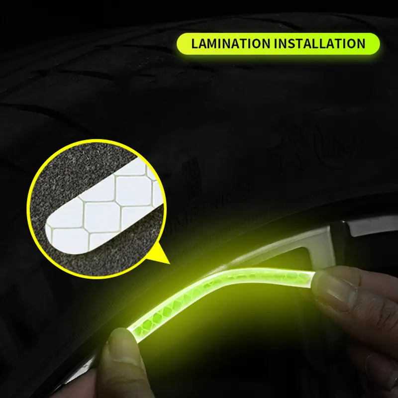 20Pcs Auto Motorcycle Bicycle Car Wheel Hub Reflective Sticker Luminous Stripes Tire Rim Reflective Sticker Night Safety Tape - 6