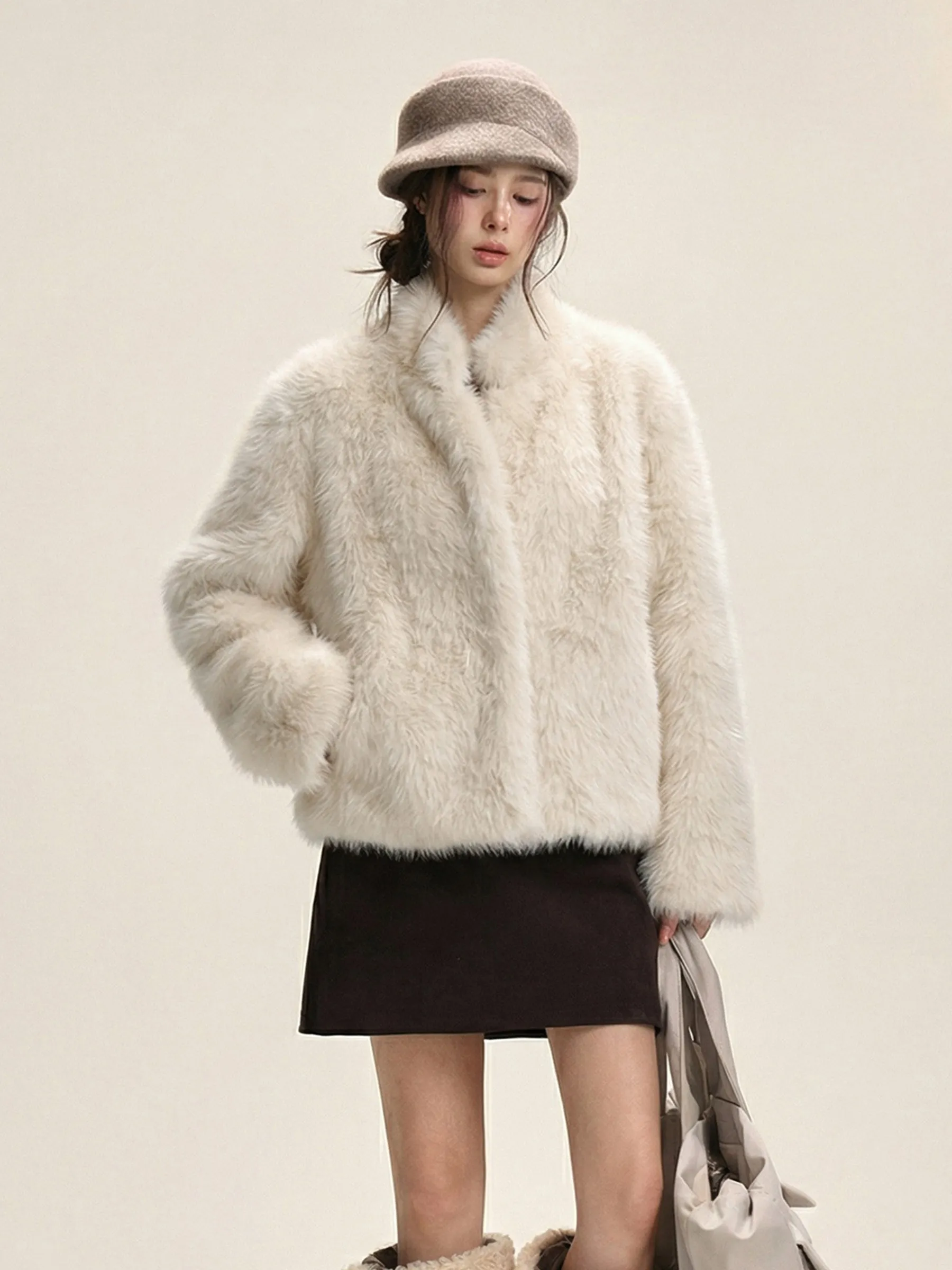 Autumn Winter Women Korean Fashion Vintage Lambs Wool Crop Jacket Y2k Hoodie Coat Outwear Design 2000s College Style Tide
