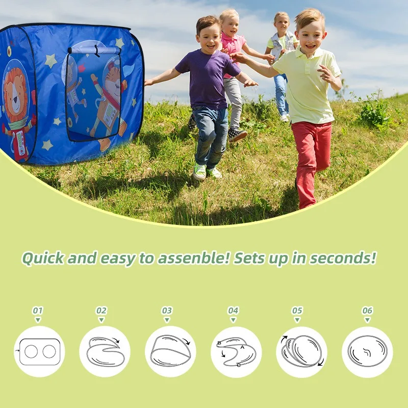 Space Astronaut Themed Game Play Tent House Toy for Kids Children Boys Indoor Outdoor Foldable Pop-up 3 Opening 2-3 Person