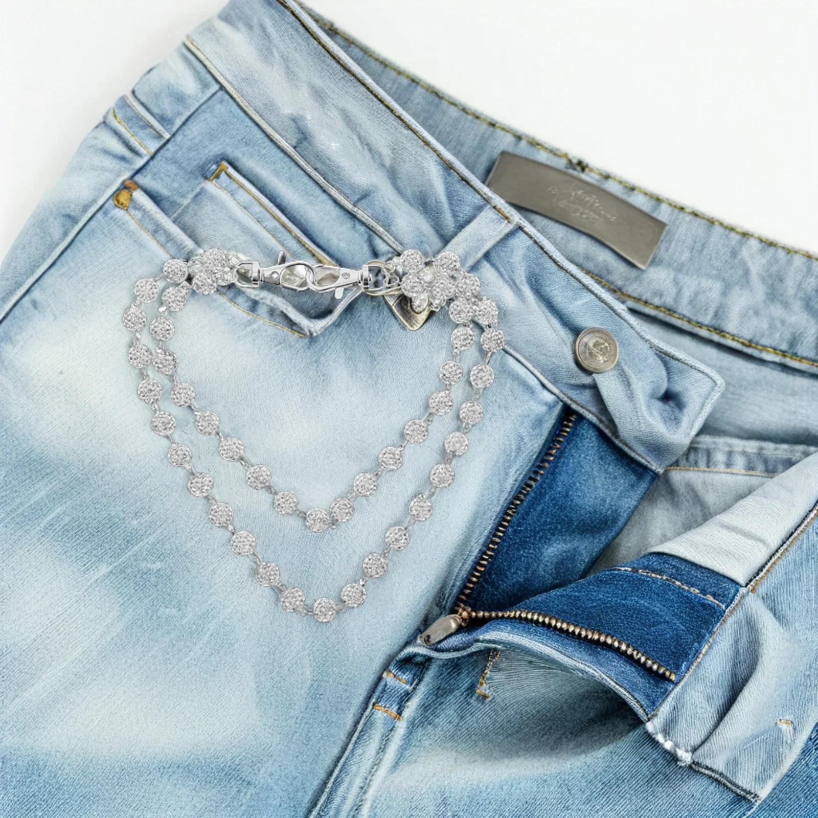 Strass Hosen Kette Metall Hip Hop Männer Layered Brieftasche Kette Punk Hosen Links Stilvolle Tägliche Tragen Brieftasche Ketten