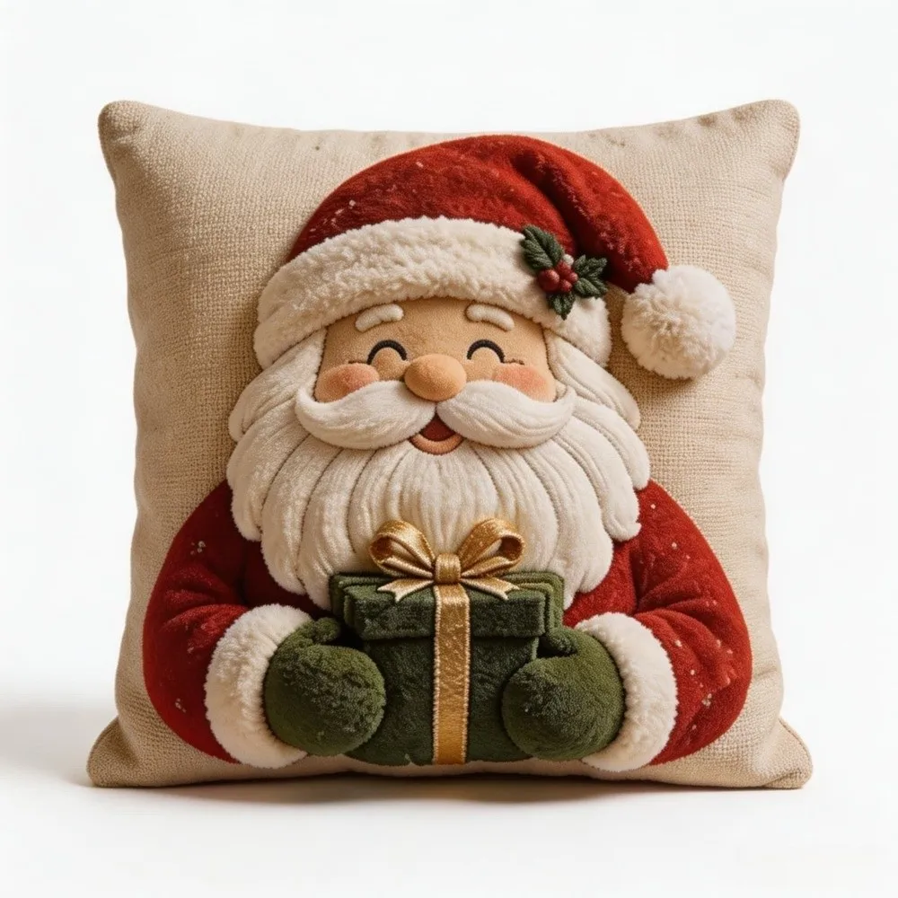 Simulated Christmas Pillow Cover Christmas Tree Santa Claus Xmas Tree Pillowslip 45cm 17.72in Elk Deer Santa Pillow Cover