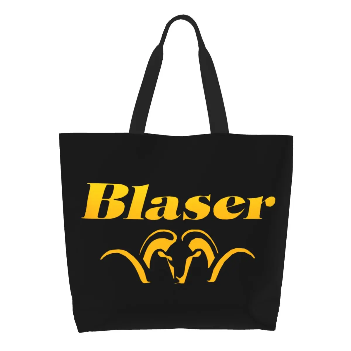 Gold Blaser Firearm Pistol Groceries Shopping Bag Printing Canvas Shopper Shoulder Tote Bags Large Capacity Washable Handbag