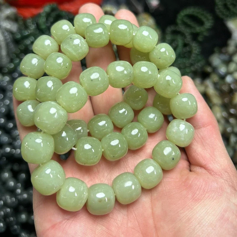 Natural Hetian Jade Bracelet Premium Handcrafted Beaded Wristband Smooth Green Jewelry Daily Wear Gift Spiritual Balance